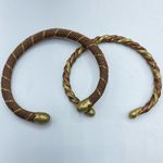 Bronze & Gold Tone Metal Twist Bracelet Cuffs Set of Two Photo 0