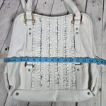 Tahari White Leather Ruffle Accent Tote Bag Shoulder Bag Gold Hardware Dome Photo 13