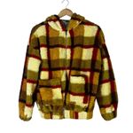Cider  Plaid Fuzzy Fleece Zip Up Hoodie Jacket Women's Size L Photo 0