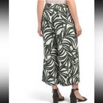 Wide Leg Green Trousers High Waist Tropical Palm Leaf Resort wear Crop Pants L Size L Photo 9