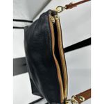 Valentina Pebbled Leather Shoulder Bag Black Gold Hardware Zip Top Italy Photo 3