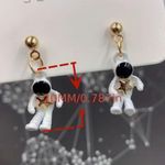 Cute Space Astronaut Asymmetrical Star Stud Earrings‎ Faux Fashion Jewelry White Photo 0