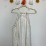 Entro  Eyelet Embroidery Scallop Trim Halter Neck White Dress Size Medium Photo 2
