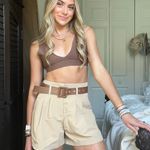 Amazon High Waited Khaki Belted Shorts Photo 0