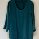 Eileen Fisher  Silk Blouse 1Xor XL Hunter Green Photo 0