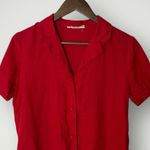 Everlane The Notch Shirt Linen Classic Red Short Sleeve Button Front XS Photo 4