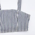 ZARA NEW Striped Denim Crop Top Blue & White Sleeveless Square Neck Size Medium Photo 3
