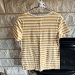 Croft & Barrow Yellow and White Striped Tee Small Photo 2