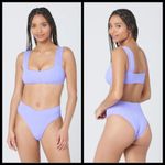 l*space 💕L*💕 Pointelle Rib Bikini Set ~ Gizelle Top + Desi Bottom ~ Purple XS NWT Photo 2