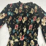 ZARA New floral high neck long elastic sleeve smocked top romper keyhole MEDIUM Photo 7