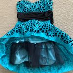 B Darlin B. Darlin Formal Mini Dress Large Back Bow Turquoise Black Juniors Size 5/6 EUC Photo 7
