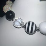 Vintage Chunky Black and White with Iridescent Acrylic Bead Choker Necklace Photo 4