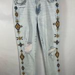 Driftwood Jeans Women’s Gizelle Geometric Embroidered Light Wash Ripped Ankle 29 Photo 2
