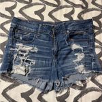 American Eagle Outfitters Blue Distressed Jean Shorts Photo 0