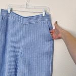 1. State [] Blue White Striped Linen Blend High Rise Wide Leg Crop Pants Sz Large Photo 9