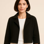 Eileen Fisher Eileen Fisher Textured Knit Open Front 3/4 Sleeve Sweater Jacket Black Large Photo 0