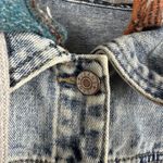 Aztec Denim‎ Jacket Hooded Western Print Raw Hem Oversized Womens 2XL Streetwear Blue Size XXL Photo 6