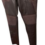 Maniere De Voir Leather & Suede Ribbed Legging In Chocolate Brown Women’s Size 0 Photo 6