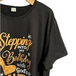 SheIn  T-Shirt Womens Size 5XL Black Birthday Faith Theme Casual Top Short Sleeve Photo 2