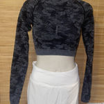 Gymshark Adapt Seamless Dry Long Sleeve Camo Crop Top shirt Small Black gray Photo 0