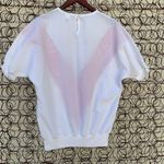 Vintage 80s Dolman Sleeve Windbreaker Blouse blue pink V Floral MEDIUM White Photo 2