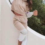 NWT FEAT x Helen Owen Plush Half Zip Tri Color Block Sweatshirt Sz Medium Photo 6