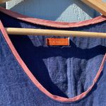 Dark blue A line linen dress with red detail; made by San Francisco designer Size M Photo 1