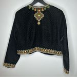 Soft Surroundings  Threads of Life Black Bolero Jacket Beaded Quilted Velvet Photo 2