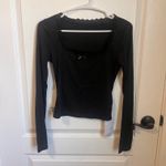 Commense Women's Scoop Neck Long Sleeve Blouse Lace Trim Black Size Small Photo 1