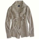 American Eagle Brown Gold Metallic Chunky Knit Open WOOL Draped Cardigan Sweater Photo 1