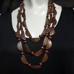 Boho Coconut Shell Brown Multilayer Necklace Brown Photo 2