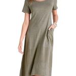 Soft Surroundings  Loria Dress Midi Shark Bite Asymmetrical Dress Linen Cotton L Photo 0