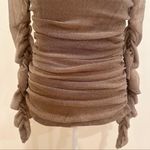 SheIn Sheer Glitter Long Sleeve Top Holiday Coquette - Brown Glitter Photo 3