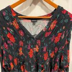 Torrid  black floral roses smocked high low tunic mini dress vneck button front Photo 8