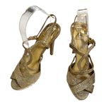 Gianni Bini “Myra” Platform Champagne Gold Sandals Strappy Stiletto Heel 8.5 EUC Photo 10