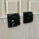 Liz Claiborne  black square cluster beaded clip earrings Photo 9
