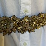 Gold Beaded Floral Belt Elastic Waistband Sequin NWT Embroidered Boho Festival Photo 1