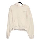 Sporty & Rich Upper East Side Cropped Hoodie Cream Logo Print Size XL White Photo 0