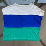 Forever 21 Jewel Tone Colorblock Striped Boxy Crop Top White/Blue/Emerald - Small Photo 7