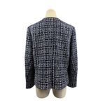 Lafayette 148 New York Womens Tweed Jacket Size 10 Blue/White Zipper Front Blue Photo 3