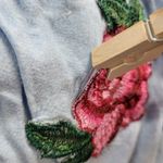 Style Envy Women Dress Size S Blue Chambray Off The Shoulder Floral Embroidered Photo 4