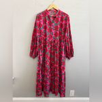 Cyclamen Berry Blush Floral Cotton Midi Dress Size XL EUC Pink Photo 3