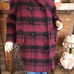 Coach RED & BLACK PLAID WOOL & ALPACA BLEND OVERSIZED MOHAIR COAT (S) Photo 6