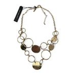 Lane Bryant  Goldtone Necklace Organic Circles Double Strand Fashion Jewelry Photo 2
