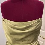 Azazie Olive Green Satin Strapless Cowl Maxi Dress Bridesmaid Formal Gown 8 Photo 8