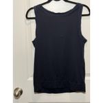 Ann Taylor  Loft Navy Blue Sleeveless Tank Top Fringe Embellishment Medium M Photo 2