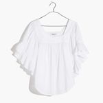 Madewell fluttered sleeve butterfly top white square neck women’s size small Photo 1