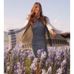 Anthropologie  Holding Horses Blue Fringed Kint Sweater Dress Small Photo 3