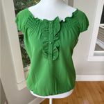 Banana Republic Factory Emerald Kelly Green Ruffle Front Blouse Top Size XS Photo 9