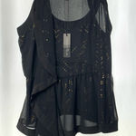 W118 By Walter Baker NWT  Racerback Peplum Tank in Black Gold Size‎ Medium Photo 0